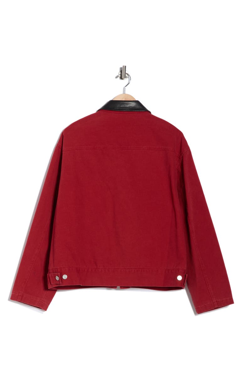 FRAME Leather Collar Canvas Jacket, Alternate, color, Red