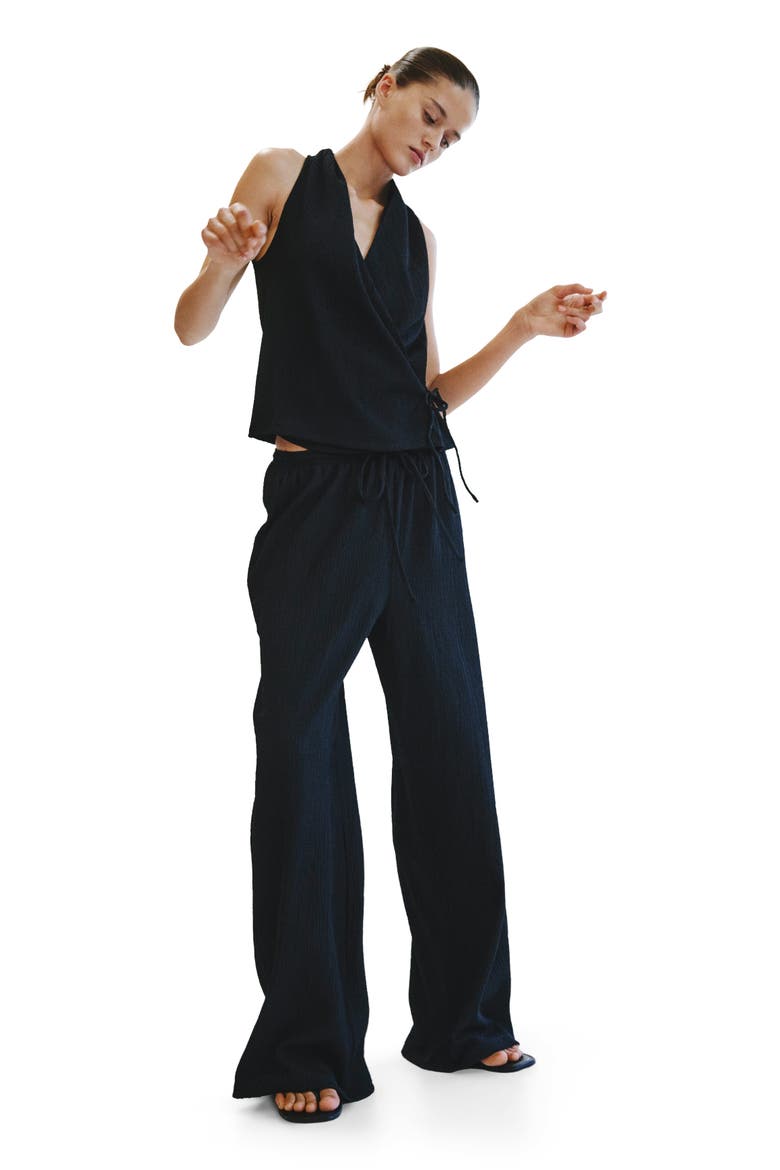 Textured Drawstring Pants, Main, color, Black