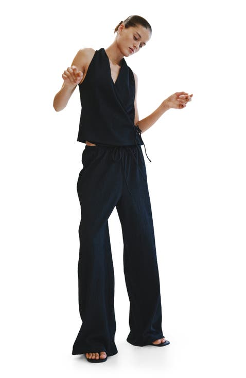 Textured Drawstring Trousers
