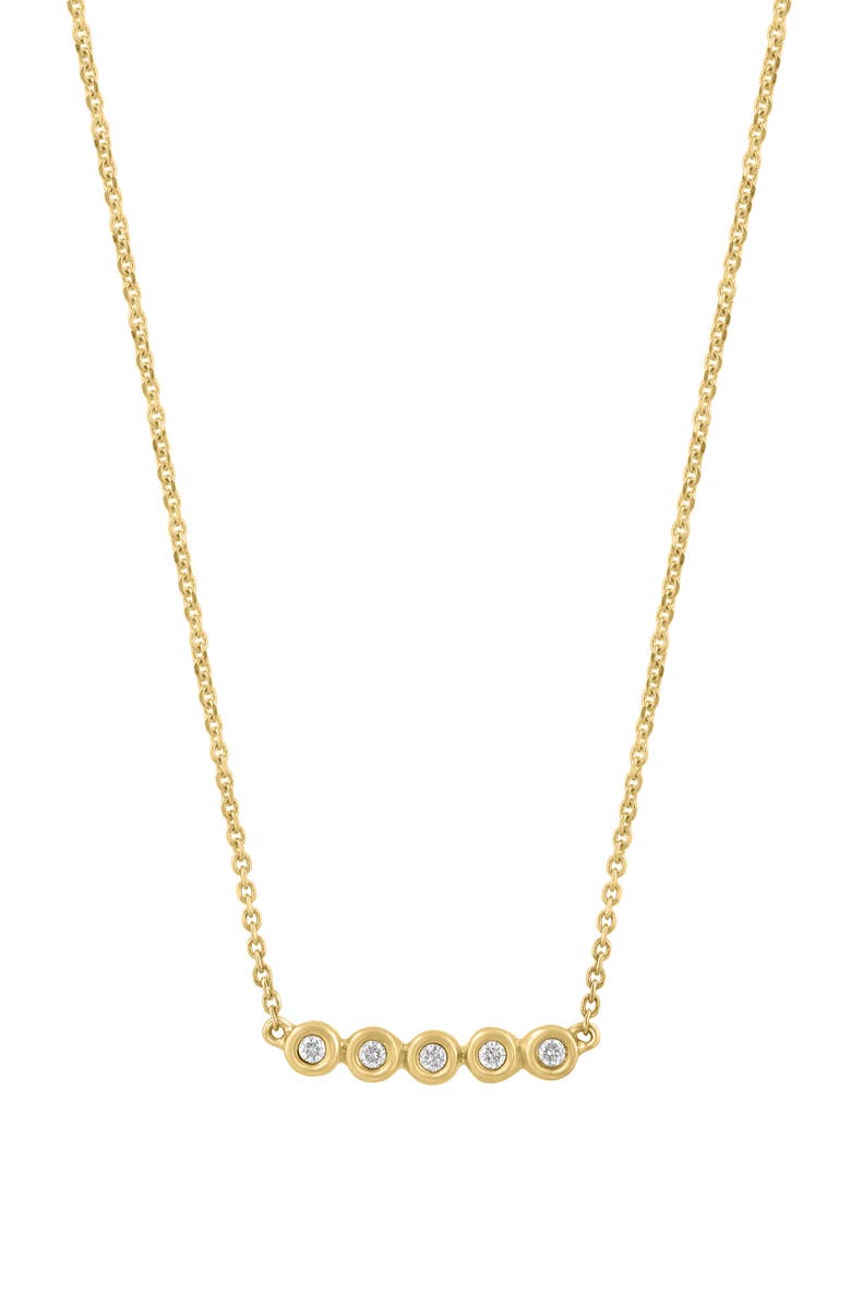 EFFY 14K Gold Plated Sterling Silver Diamond Bar Pendant Necklace, Main, color, Gold