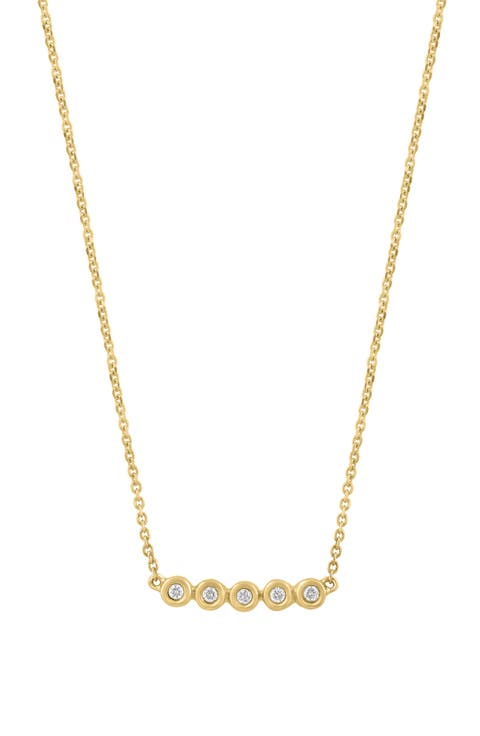14K Gold Plated Sterling Silver Diamond Bar Pendant Necklace