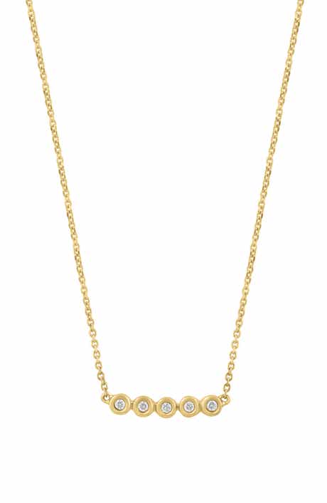 EFFY 14K Gold Plated Sterling Silver Diamond Bar Pendant Necklace