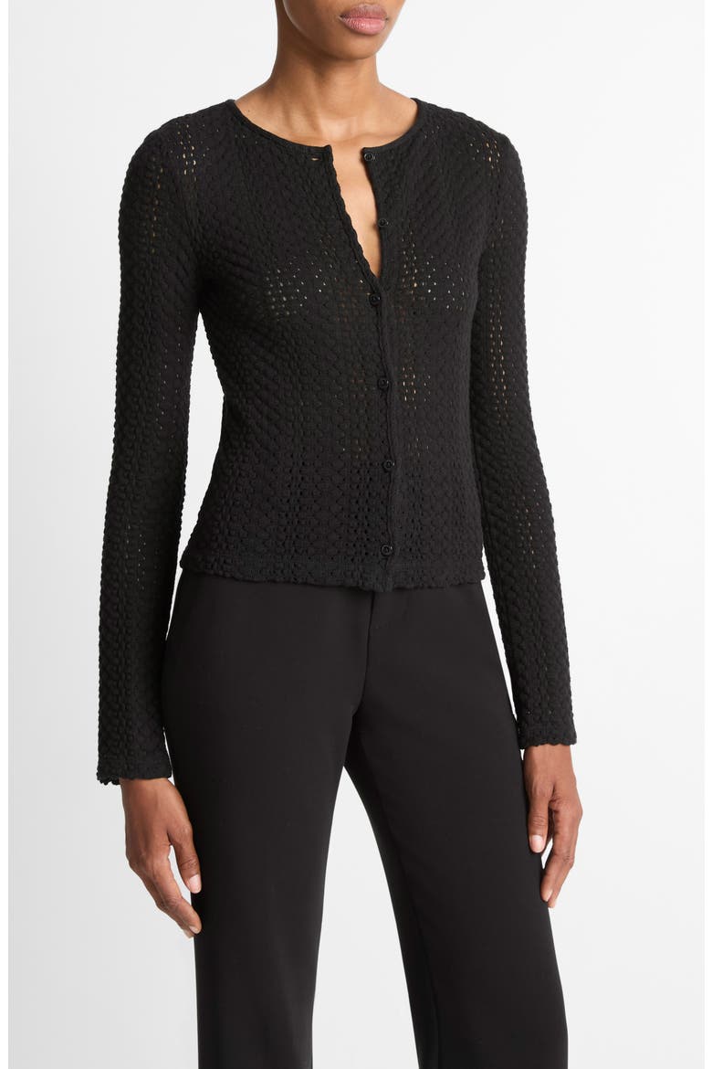 Open Stitch Cardigan, Alternate, color, BLACK