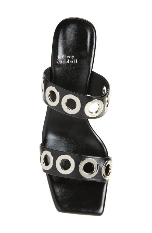 Jeffrey Campbell Danity Grommet Studded Slide Sandal In Black Silver