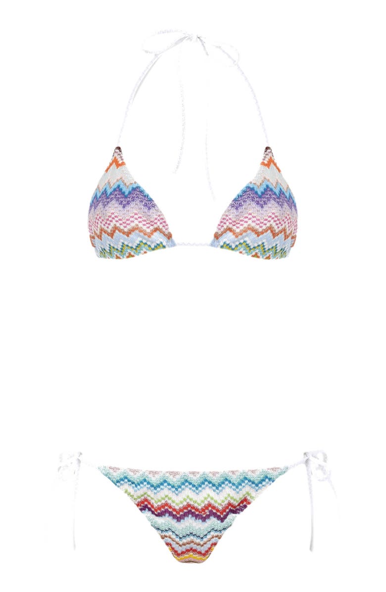 Missoni Triangle Bikini In Lamé Viscose With Pixel-effect Zigzag Pattern, Alternate, color, Multicoloured