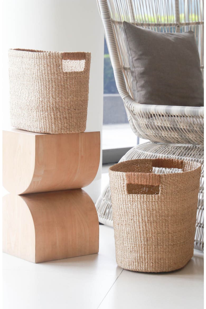 Rounded Oval Basket, Set of 2, Alternate, color, Tan