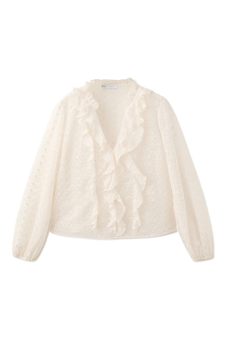 Ruffle Detail Embroidered Top, Alternate, color, ECRU