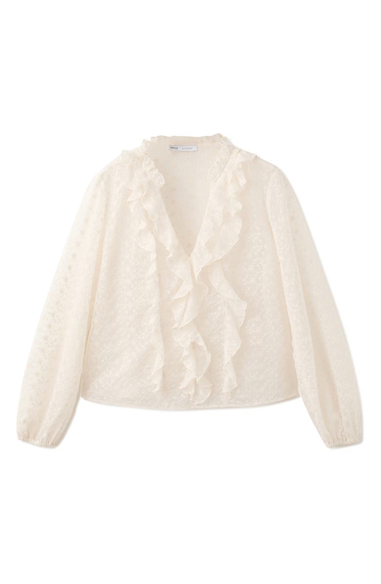 MANGO Ruffle Detail Embroidered Top, Alternate, color, 