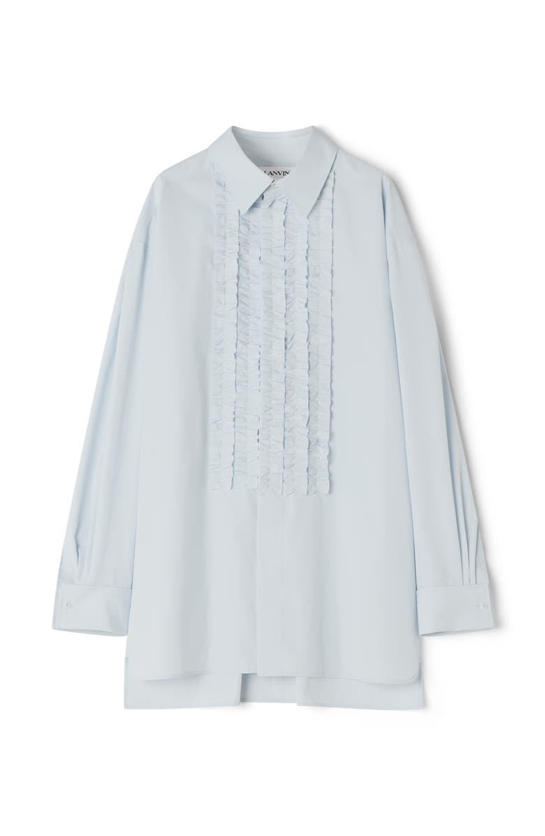 Lanvin Cotton Poplin Bib Front Shirt, Alternate, color, Sky Blue