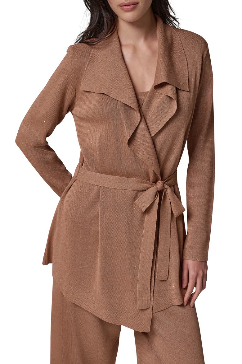 Metallic Belted Cardigan, Main, color, CAMEL