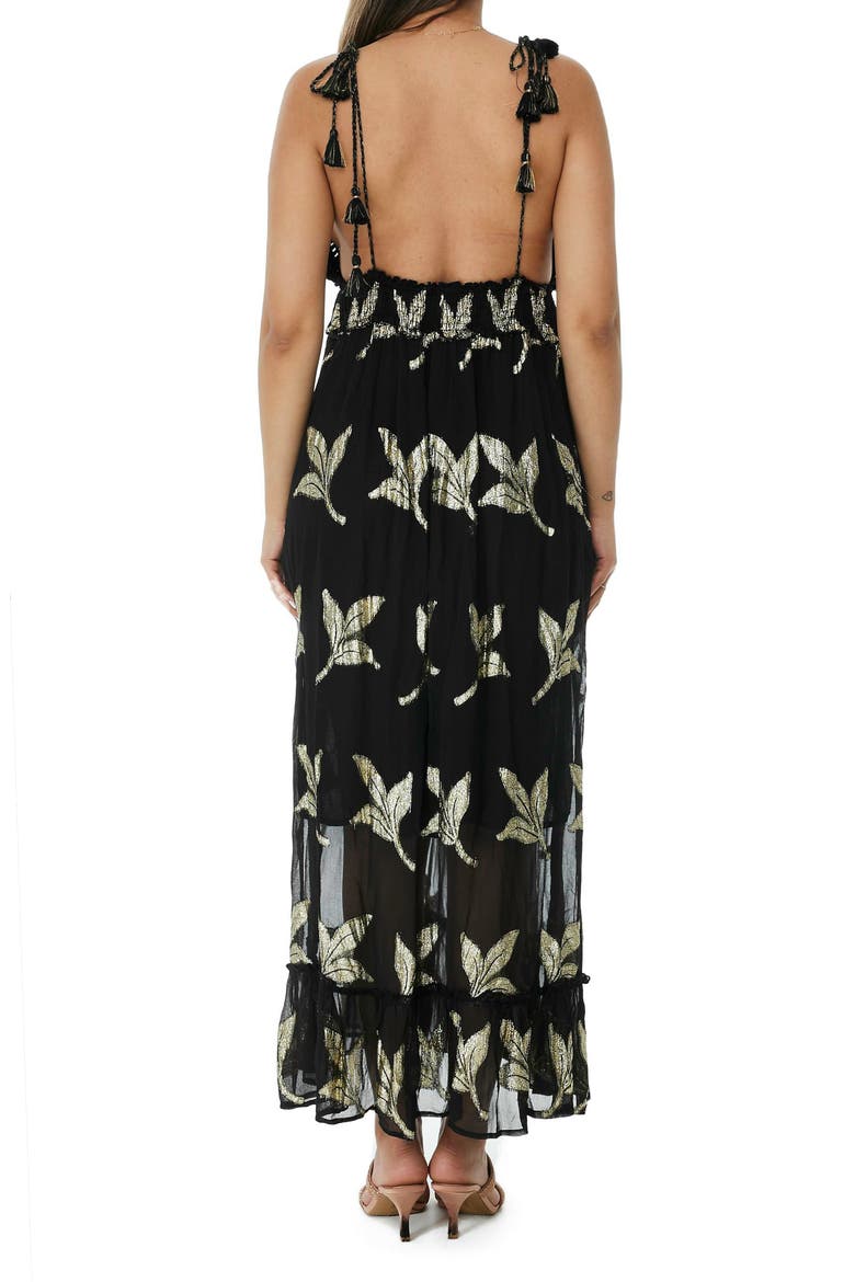 Metallic Crochet Maxi Dress, Alternate, color, BLACK