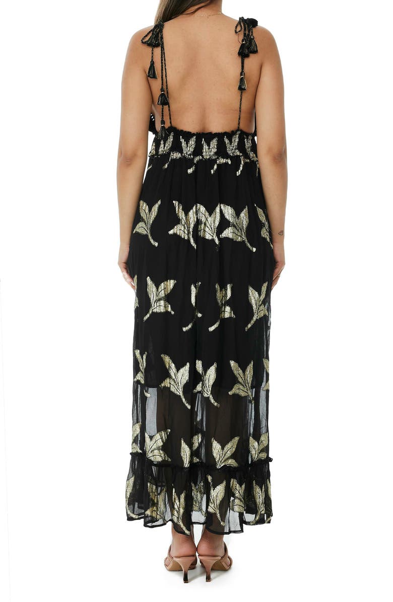 RANEES Metallic Crochet Maxi Dress, Alternate, color, Black