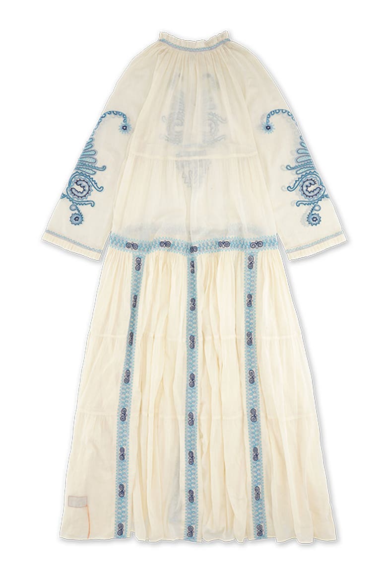 Arsia Embroidered Cotton Kaftan Dress, Alternate, color, OFF WHITE