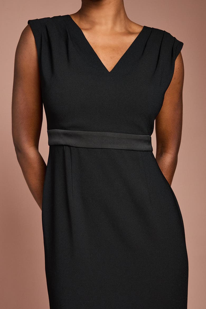 Crepe Peplum Dress, Alternate, color, Black