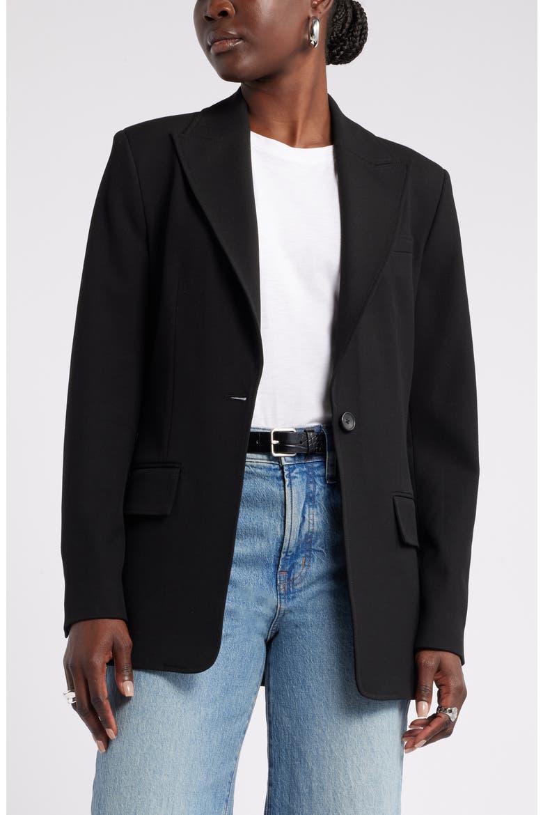 One-Button Blazer, Main, color, BLACK