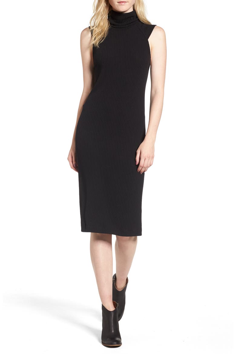 Sylvie Rib Knit Dress, Main, color, BLACK