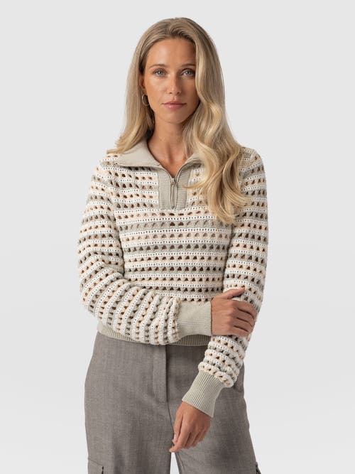 Saint + Sofia Ester Quarter Zip Knit In Multi