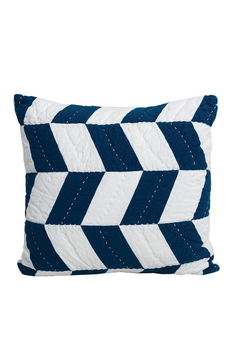 carol & frank 26" x 26" Herringbone Patch Indigo Cotton Euro Sham - Machine Washable, Main, color, Blue