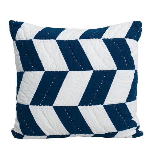 Carol & Frank 26" X 26" Herringbone Patch Indigo Cotton Euro Sham In Blue