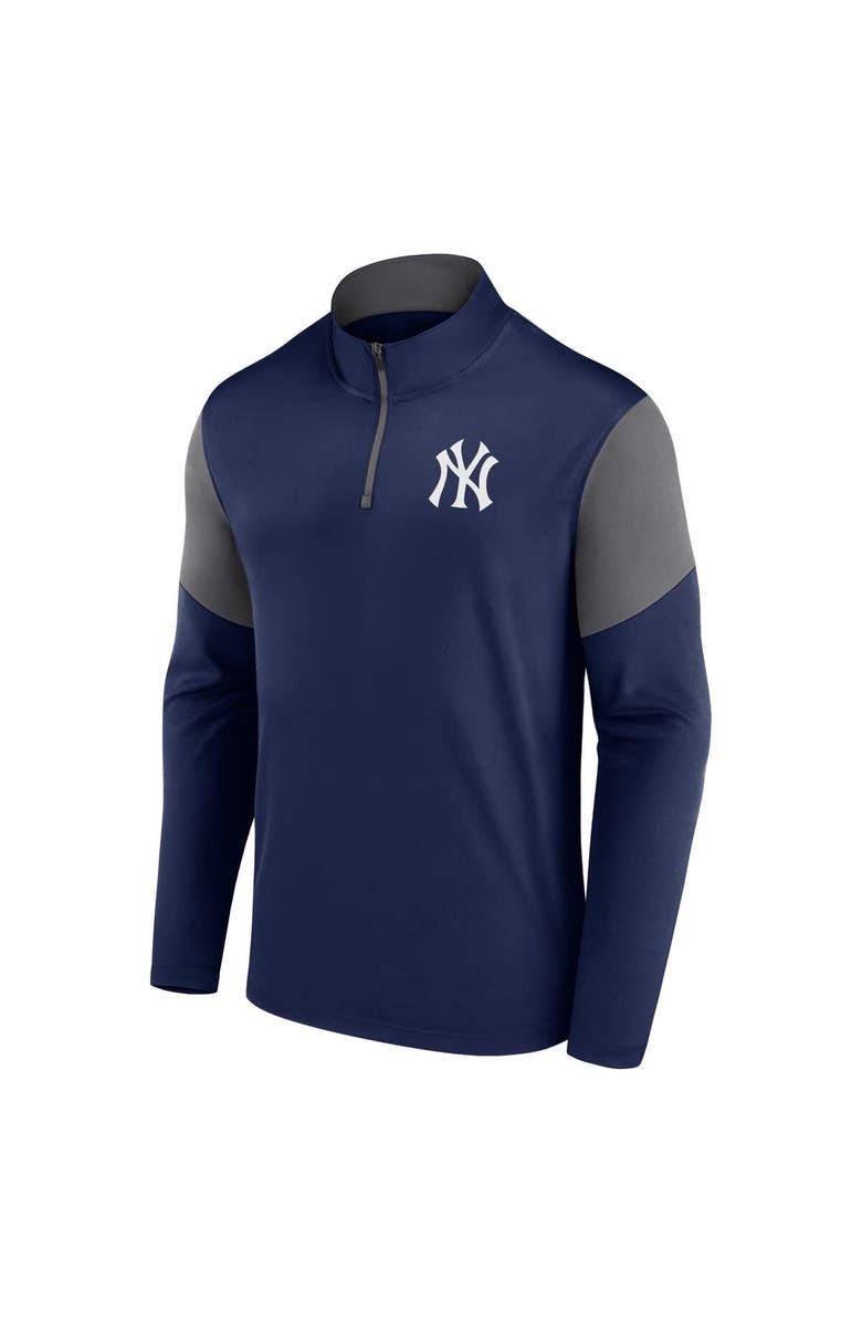 FANATICS Men's Fanatics Navy New York Yankees Logo Quarter-Zip Top, Alternate, color, 