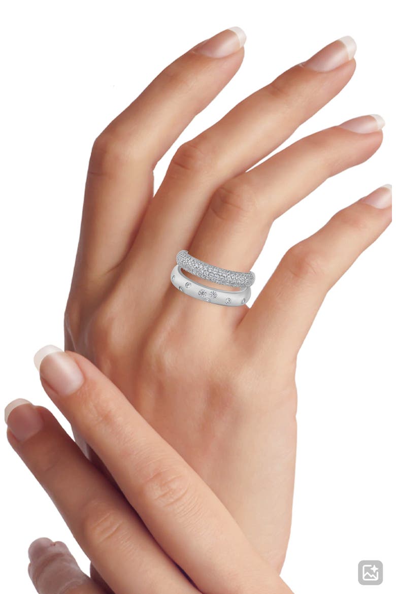 Cubic Zirconia Double Band Ring, Alternate, color, RHODIUM PLATED BRASS