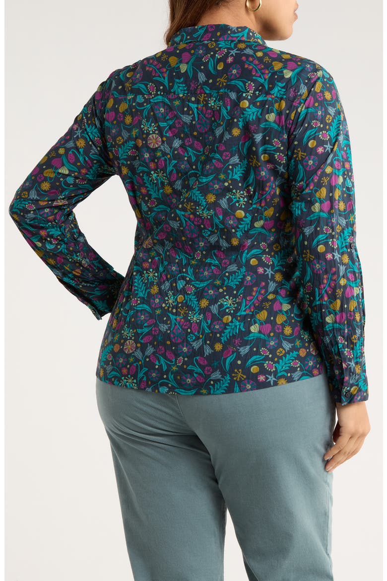 Larissa Printed Organic Cotton Button-Up Shirt, Alternate, color, ILLUMINATED GARDEN ONYX