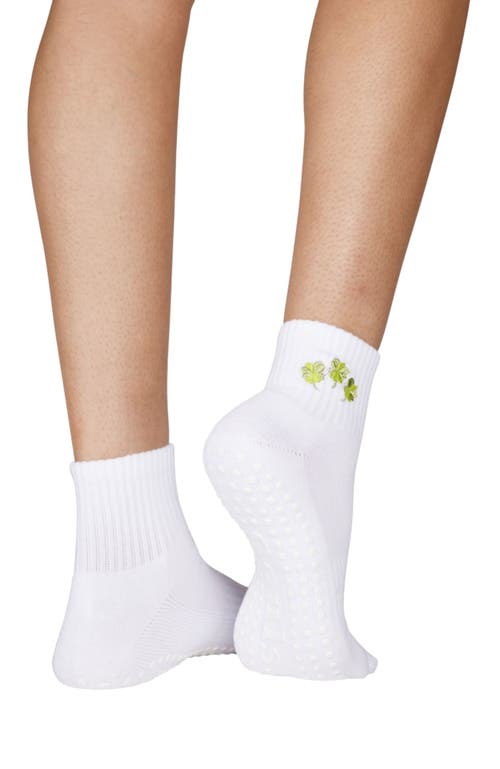 Souls. Shamrock Ankle Grip Socks In White