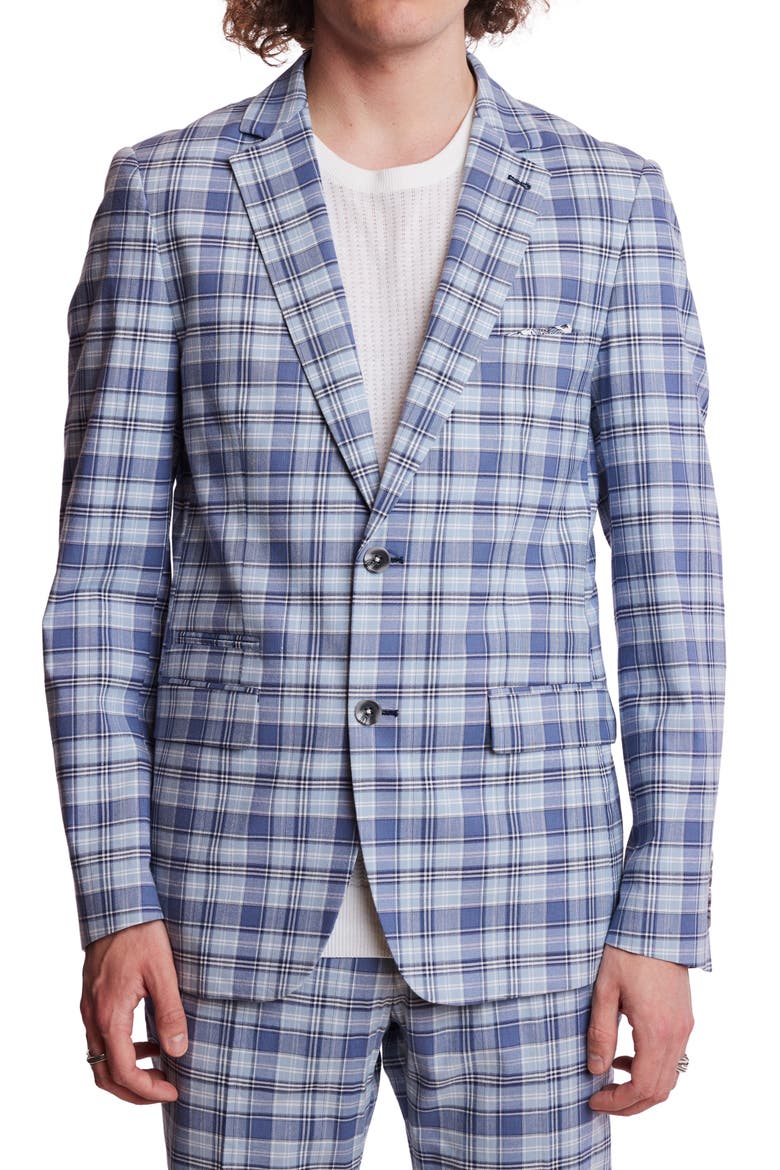 Dover Slim Fit Plaid Sport Coat, Main, color, BLUE MADRAS CHECK