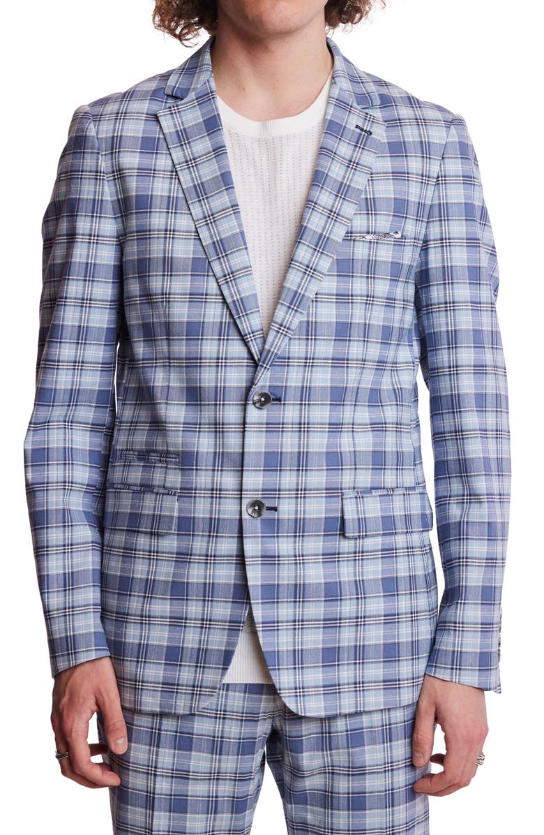 PAISLEY & GRAY Dover Slim Fit Plaid Sport Coat, Main, color, Blue Madras Check