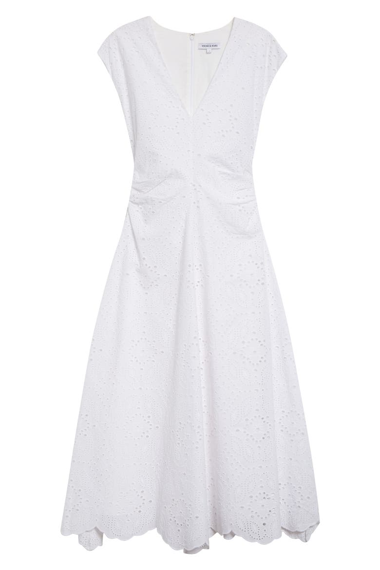 Aven Cotton Eyelet Handkerchief Hem Dress, Alternate, color, WHITE