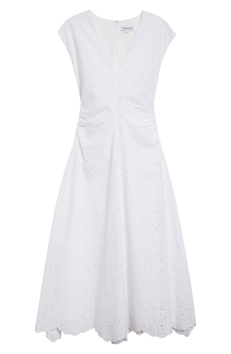 Veronica Beard Aven Cotton Eyelet Handkerchief Hem Dress, Alternate, color, White