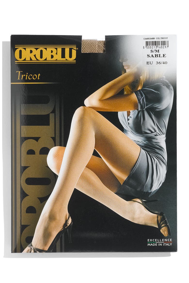 Tricot Fishnet Tights, Alternate, color, SABLE
