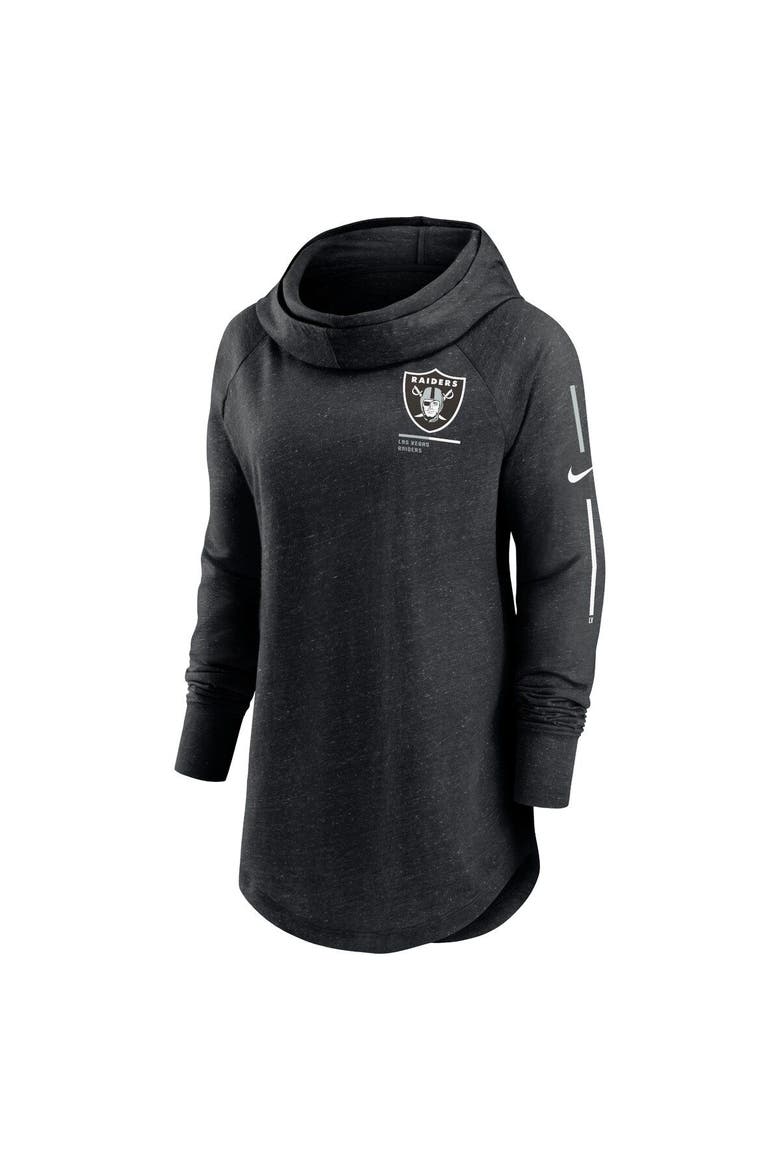 Women's Nike Black Las Vegas Raiders Minimal Statement Lightweight Raglan Funnel Neck Pullover Hoodie, Alternate, color, Black