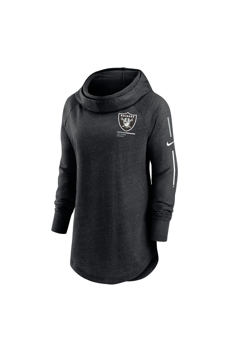 Nike Women's Nike Black Las Vegas Raiders Minimal Statement Lightweight Raglan Funnel Neck Pullover Hoodie, Alternate, color, Black