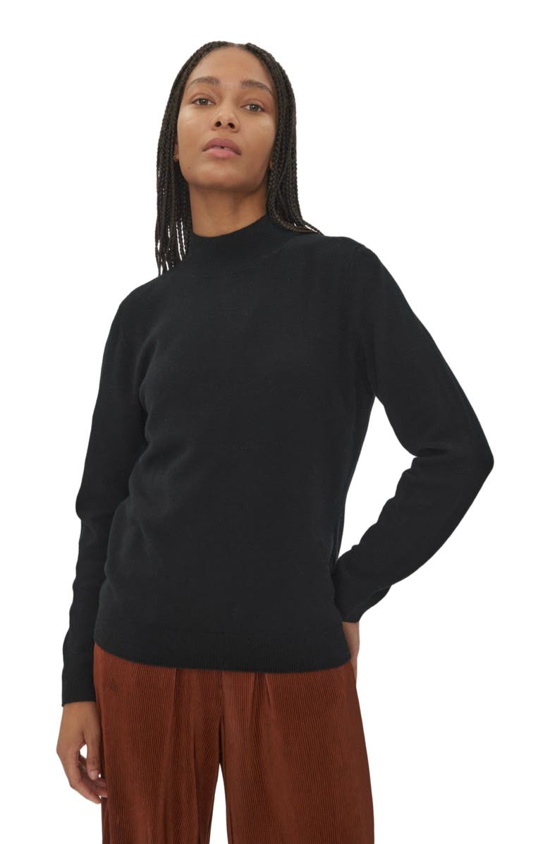 GOBI Mongolian Cashmere Essential Cashmere Mock Neck Sweater, Main, color, Black