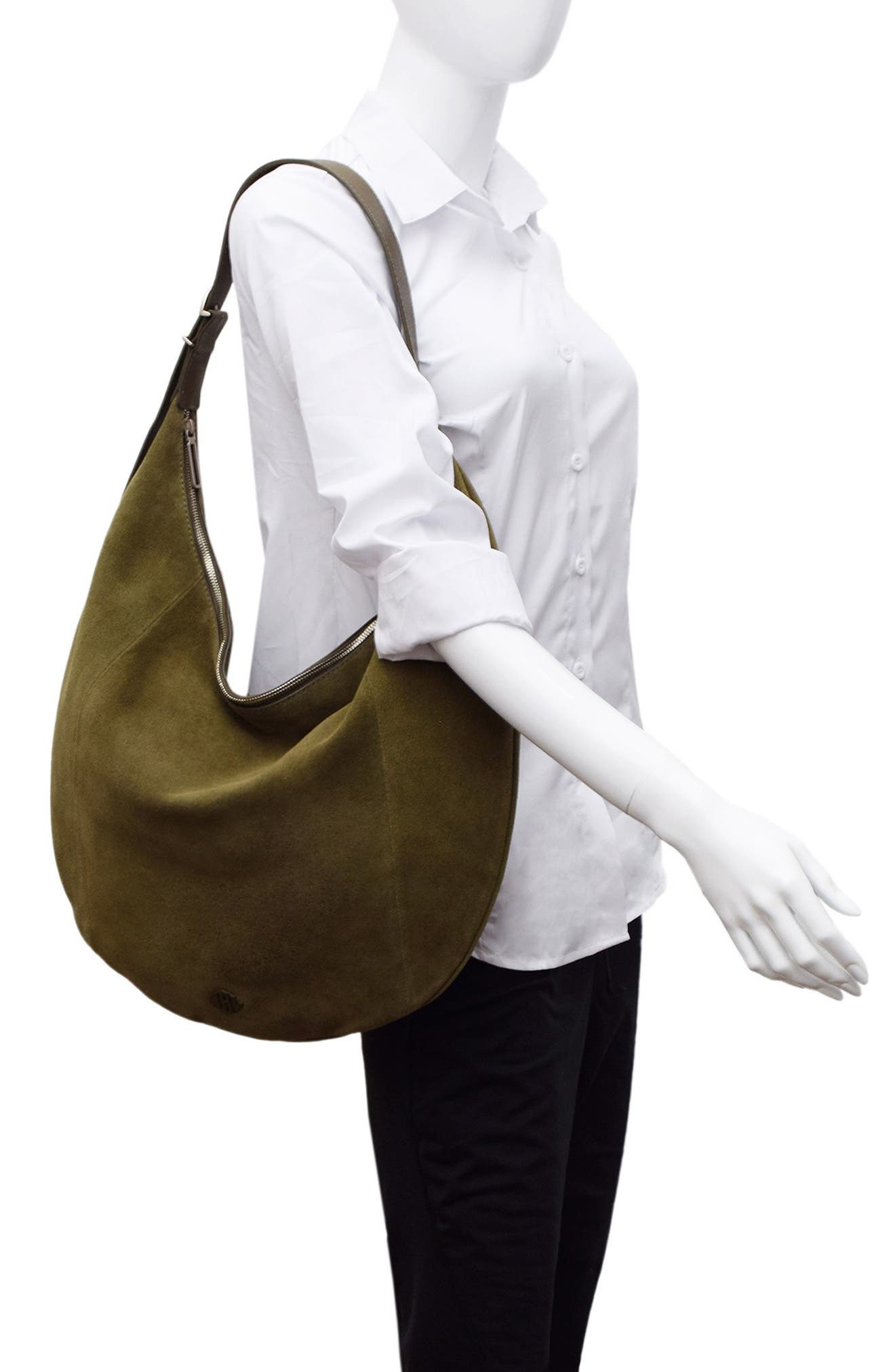 New Amsterdam Leatherworks Wyatt Oversized Suede Hobo Bag, Alternate, color, 