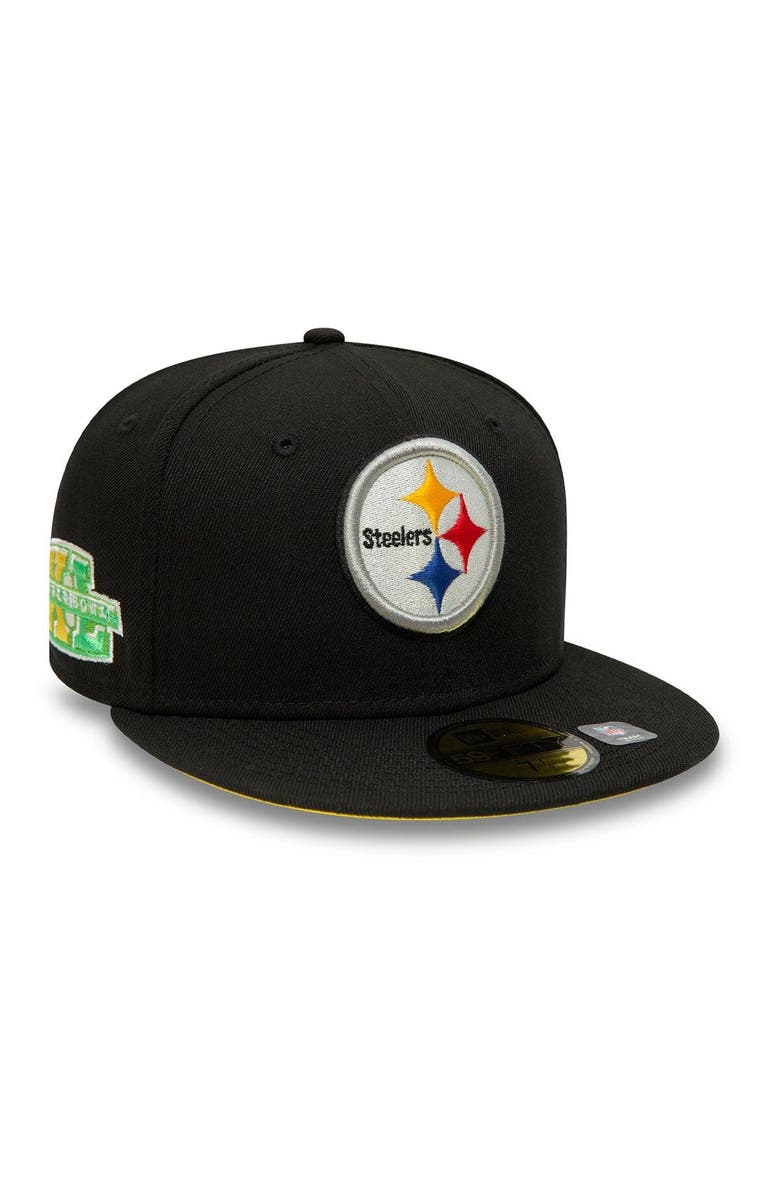 New Era Men's New Era Black Pittsburgh Steelers Super Bowl XL Citrus Pop 59FIFTY Fitted Hat, Main, color, Black