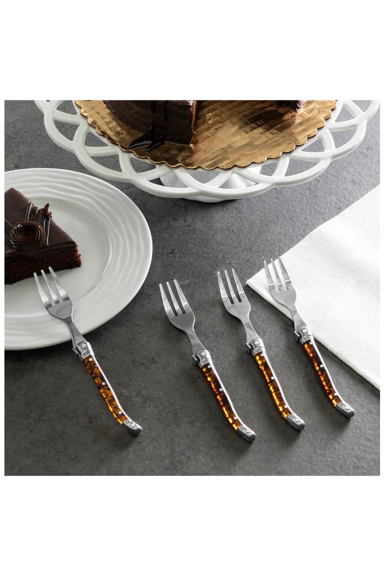 Laguiole 4-Piece Cake Fork Set, Alternate, color, TORTOISE SHELL