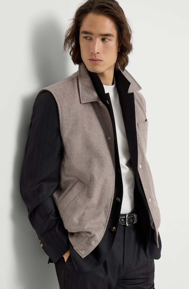 Brunello Cucinelli Cashmere flannel vest, Alternate, color, Brown