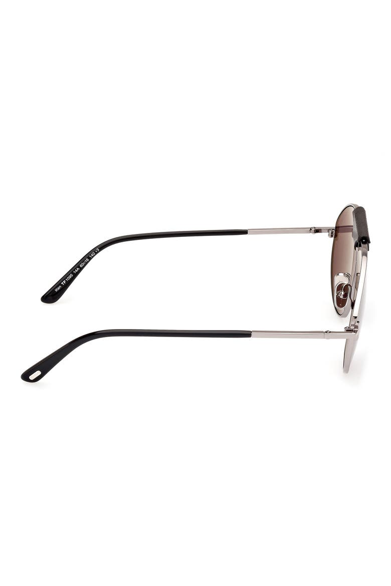 Ken 60mm Pilot Sunglasses, Alternate, color, RUTHENIUM / BLACK / T LOGO