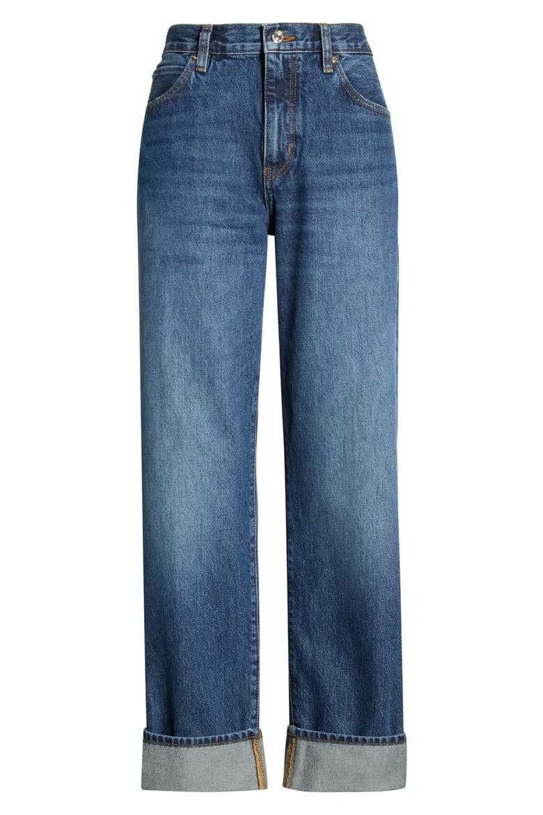 The Hang High Waist Cuffed Straight Leg Jeans, Alternate, color, ACUMEN