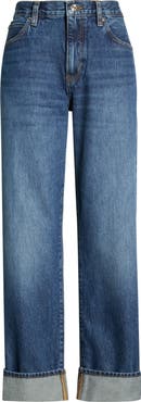 FRAME The Hang High Waist Cuffed Straight Leg Jeans
