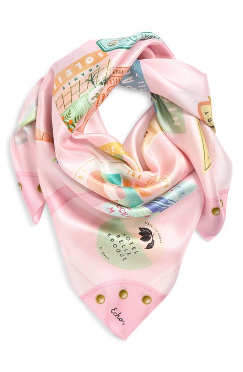 Travel Stickers Silk Square Scarf