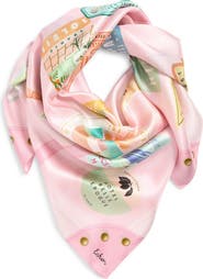 Echo Travel Stickers Silk Square Scarf