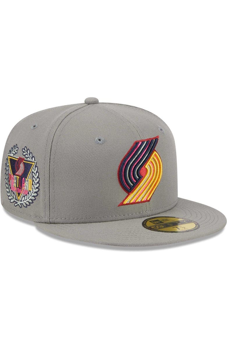 New Era Men's New Era Gray Portland Trail Blazers Color Pack 59FIFTY Fitted Hat, Main, color,