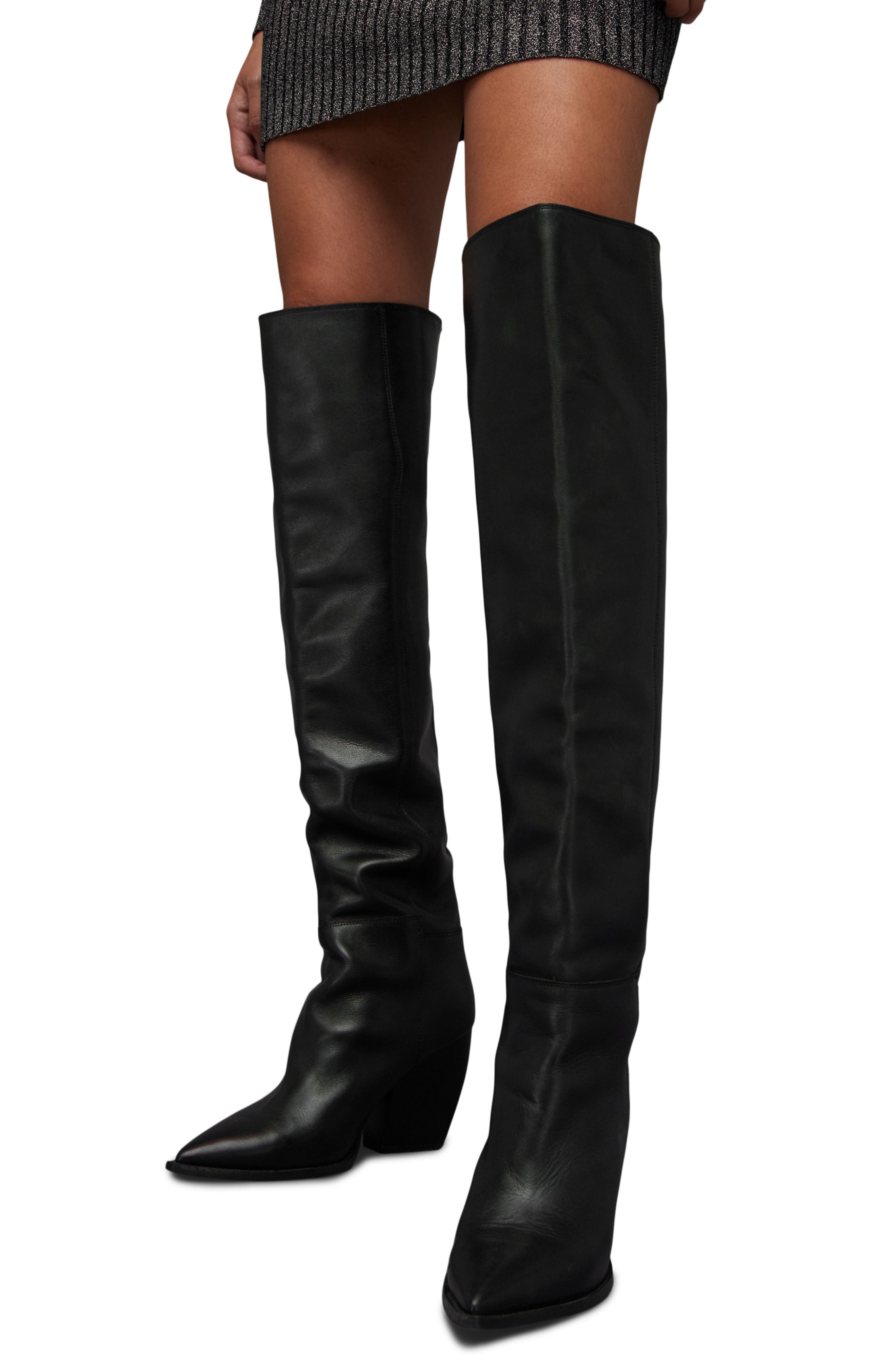 AllSaints Reina Over the Knee Boot, Alternate, color, Black