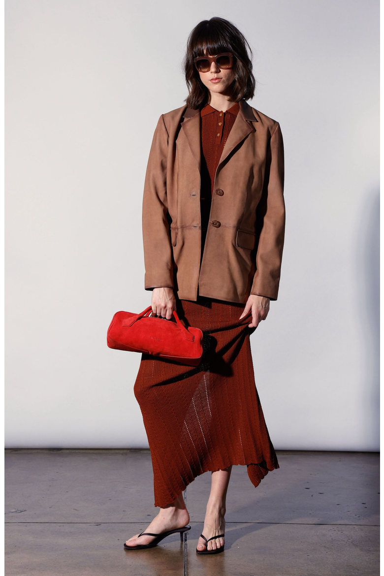 Ray Leather Blazer, Alternate, color, Mousse Nubuck
