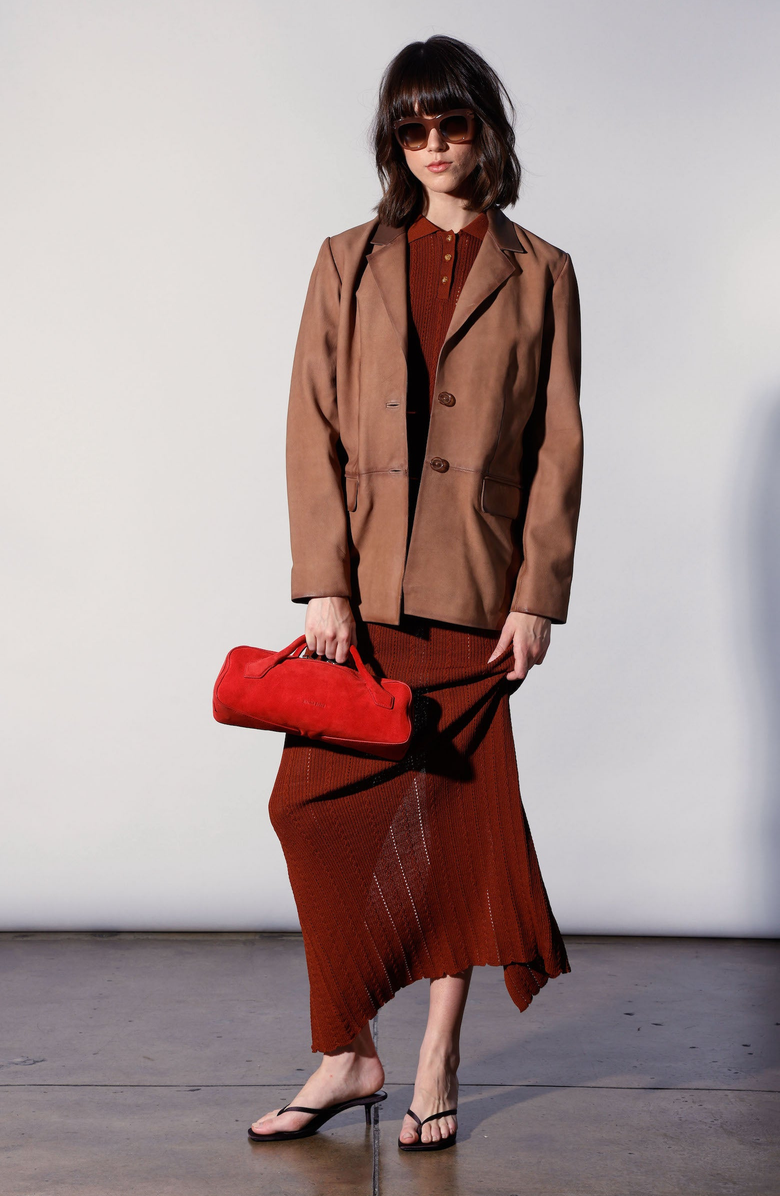 Walter Baker Ray Leather Blazer, Alternate, color, Mousse Nubuck