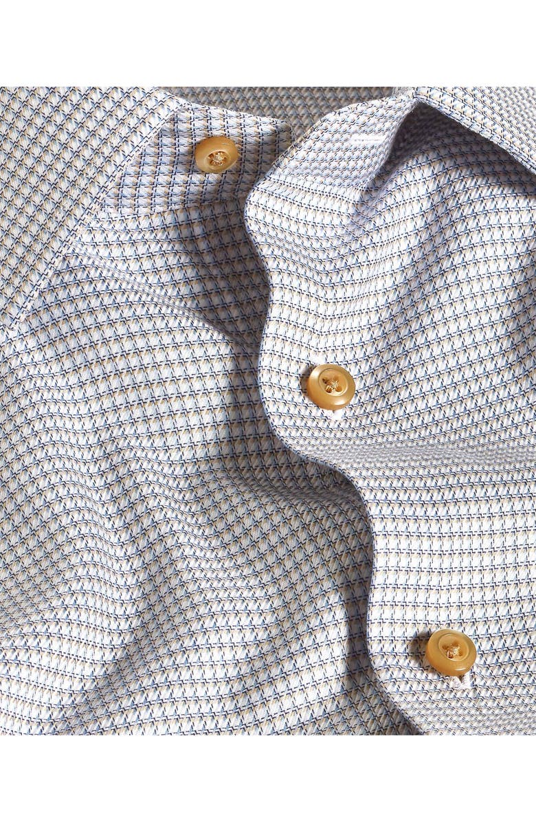 David Donahue Regular Fit Microcheck Cotton Dress Shirt, Alternate, color, White/ Dune