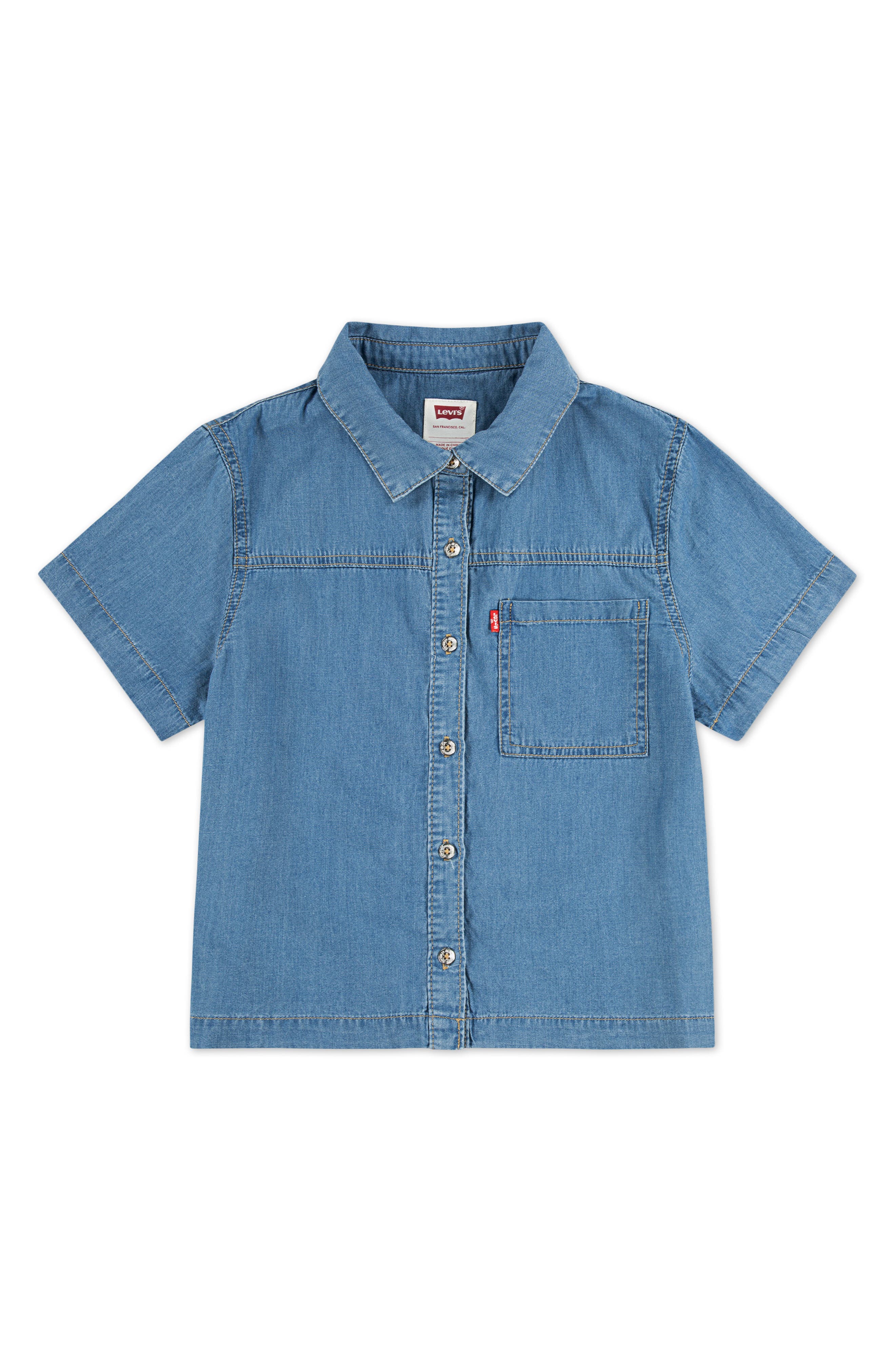 Kids' Short Sleeve Denim Button-Up Shirt
